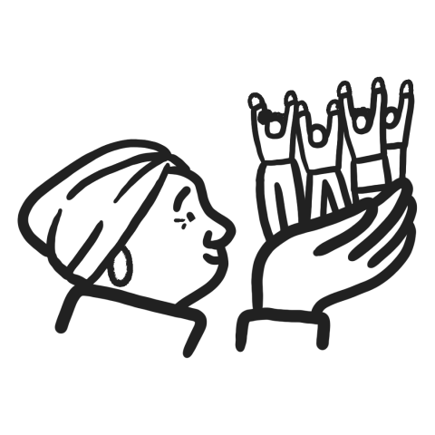 woman holding a group in her hands